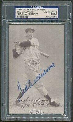1939-46 Salutation Exhibit Ted Williams Red Sox Autograph Signed Card Psa/dna