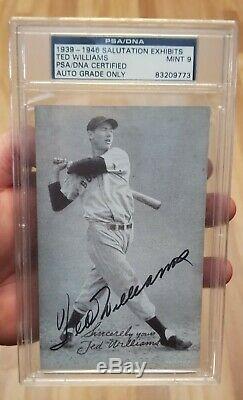 1939 Ted Williams Signed Salutation Exhibits Rookie Card PSA MINT 9 STUNNING
