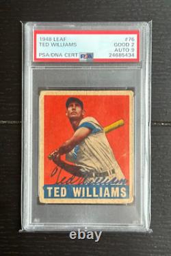 1948 Leaf #76 TED WILLIAMS SIGNED PSA 2 / 9 AUTO CENTERED PWCC-A EYE APPEAL