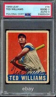 1948 Leaf #76 TED WILLIAMS SIGNED PSA 2 / 9 AUTO CENTERED PWCC-A EYE APPEAL