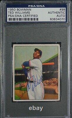 1950 Bowman Ted Williams #98 Autographed Auto Signed PSA Scarce Rare Hard 2 Find