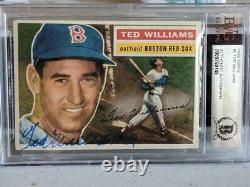 1956 Topps #5 Ted Williams Signed Card Red Sox Hof Bas Beckett 9 Psa Beautiful
