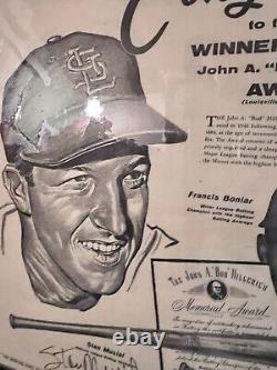 1958 Sporting News Hillerich Award Signed Mnt Poster Ted Williams & Stan Musial