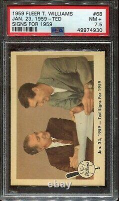 1959 Fleer Ted Williams TED SIGNS FOR 1959 #68 PSA 7.5 (NM+) HOF Red Sox