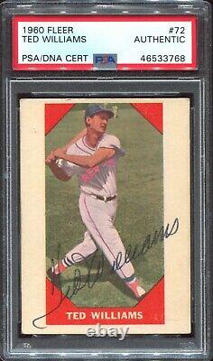1960 Fleer # 72 Ted Williams SIGNED Auto PSA Authentic Boston Red Sox