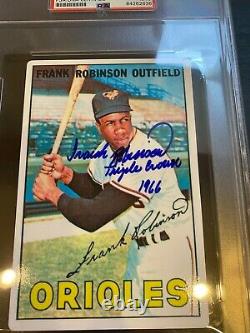 1967 Topps Frank Robinson Signed Jumbo Baseball Card 1966 Triple Crown PSA DNA