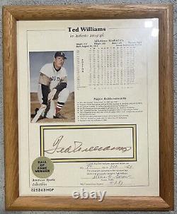1987 TED WILLIAMS Baseball HOF auto. Notarized with Photo Evidence Of Signing