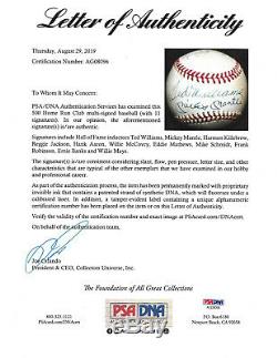 500 HR Club signed baseball 11 auto Mickey Mantle Ted Williams Aaron Mays PSA