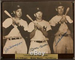 Authentic Large Joe Dimaggio-mickey Mantle-ted Williams Autographed Photo