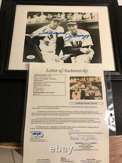 Autographed Joe DiMaggio and Ted Williams 8x10 photo framed JSA certified signed