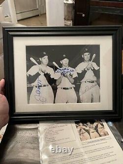 Autographed Mickey Mantle Joe Dimaggio Ted Williams Signed 8x10 Framed Photo JSA