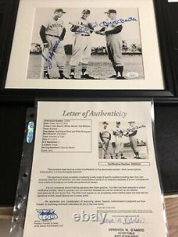 Autographed Mickey Mantle Ted Williams Stan Musial 8x10 Framed JSA Signed Full