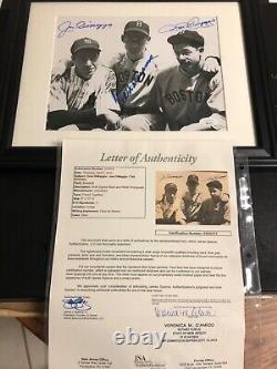 Autographed Ted Williams Dom and Joe DiMaggio 8x10 photo framed JSA signed
