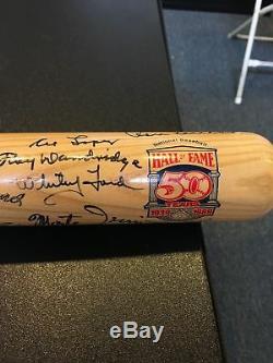 Beautiful Hall Of Fame Multi Signed Cooperstown Bat With21 Sigs Ted Williams PSA