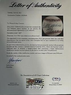 Beautiful UDA Ted Williams. 406 Signed Autographed OAL Baseball Upper Deck COA