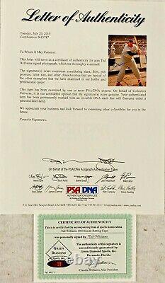 Boston Red Sox Ted Williams Signed 16x20 Photo PSA DNA LOA Letter