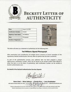 Early Ted Williams Signed Autographed 19x24 Photo Beckett BAS
