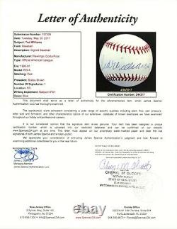 Fine Ted Williams Single Signed Autographed OAL Baseball JSA LOA #Z44317