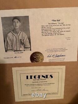 Framed Ted Williams Autographed Photo 27 x 22. Authenticated and Notarized