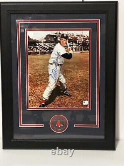 Global Ted Williams signed 8x 10 photo Framed withmedallion Boston Red Sox