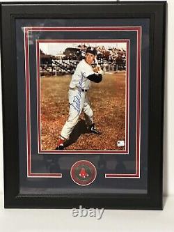 Global Ted Williams signed 8x 10 photo Framed withmedallion Boston Red Sox