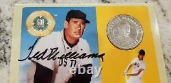 HOF'ER TED WILLIAMS AUTOGRAPHED SILVER PROOF 500 HR CLUB COIN CARD WithCOA