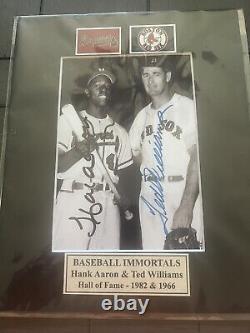 Hank Aaron And Ted Williams Autographed Photos HOF COA 5x7 Matted To 8x10 Exc
