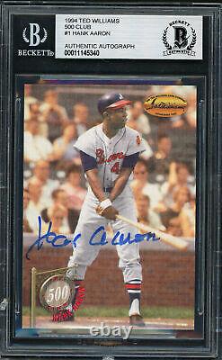 Hank Aaron Autographed Signed 1994 Ted Williams Card #1 Braves Beckett #11145340