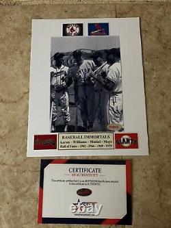 Hank aaron Ted Williams Stan Musial Willie Mays 7x5 Signed matted photo withcoa