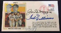 JOE DIMAGGIO and TED WILLIAMS SIGNED RODE II Stamp Card. May 25, 1985. COA