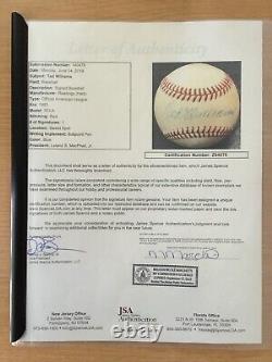 JSA LOA Ted Williams Signed Rawlings OBAL Baseball HOF