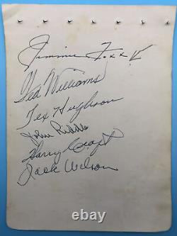 Jimmie Foxx & Ted Williams Signed Autograph Book Page w Red Sox and Reds Auto