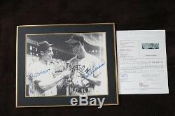 Joe DiMaggio And Ted Williams Holding Bat Signed 10.5x13.5 Photograph JSA WithLOA