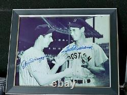 Joe DiMaggio And Ted Williams Holding Bat Signed 8 x 10 Photo Score Board COA