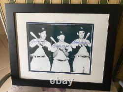 Joe DiMaggio Mickey Mantle Ted Williams Autographed 16x20 Framed & Matted Photo