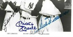 Joe DiMaggio, Mickey Mantle, Ted Williams Autographed 8x10 Baseball Photo PSA COA