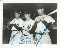 Joe DiMaggio, Mickey Mantle, Ted Williams Autographed 8x10 Photo PSA Grade 10
