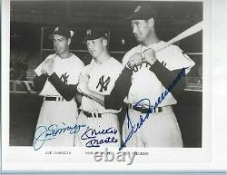 Joe DiMaggio, Mickey Mantle, Ted Williams Autographed 8x10 Photo PSA Letter Yankee