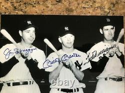 Joe DiMaggio, Mickey Mantle, & Ted Williams Autographed 8x10 Photo with COA