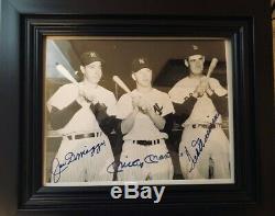 Joe DiMaggio, Mickey Mantle, Ted Williams signed 8x10 Yankees, Red Sox