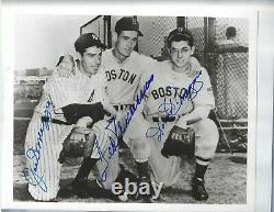 Joe DiMaggio, Ted Williams, Dom DiMaggio Autographed 8x10 Baseball Photo PSA COA