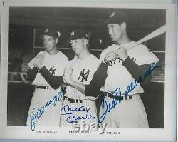 Joe DiMaggio, Ted Williams, Mickey Mantle Autographed 8x10 Baseball Photo PSA COA