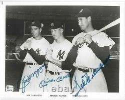 Joe DiMaggio, Ted Williams, Mickey Mantle Autographed 8x10 Baseball Photo PSA GR10