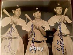 MICKEY MANTLE JOE DiMAGGIO TED WILLIAMS BOLD, CLEAN, SIGNED 8x10 PHOTO