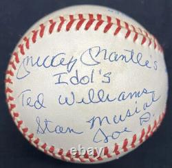 Mickey Mantle Idols Ted Williams Stan Musial Joe D Signed Baseball JSA LOA