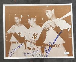 Mickey Mantle Joe DiMaggio Ted Williams Autograph Signed 11 X 14 Photo JSA LOA
