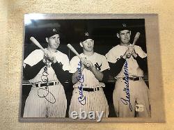 Mickey Mantle, Joe DiMaggio, Ted Williams Autographed 8x10 Photo, Global Cert
