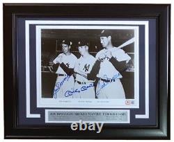 Mickey Mantle Joe DiMaggio Ted Williams Signed Framed 8x10 Photo BAS LOA