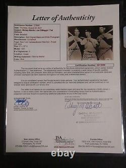 Mickey Mantle Joe DiMaggio Ted Williams Signed Photograph JSA Certified LOA NH