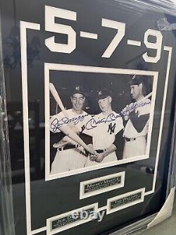 Mickey Mantle Joe DiMaggio Ted Williams signed Photo With COA Display